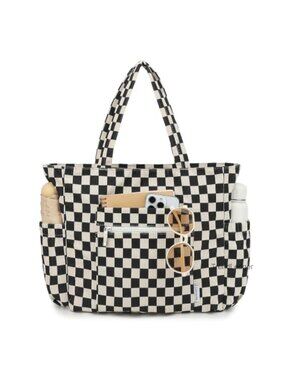 Waterproof Linen Handbag Multi-Pocket Shoulder Bag Zipper Tote